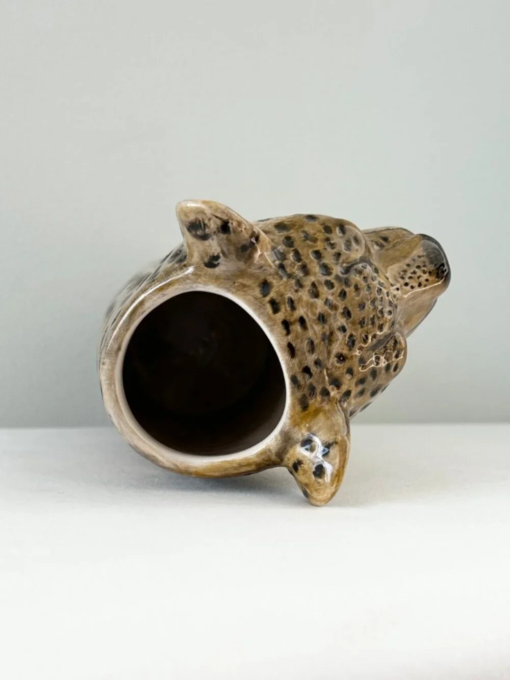 Quail Ceramics Leopard Vase Hand Painted Stoneware Anthropologie England NWT